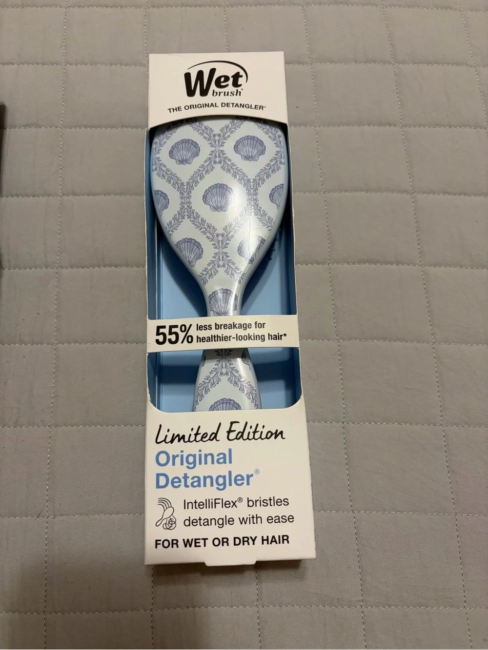 2 pc Set - Piper K Blue & White Nautical Knit Bandana Bib and Wet Brush